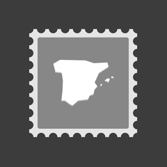 Isolated mail stamp icon with  the map of  Spain