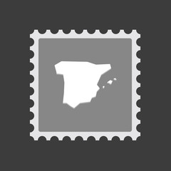 Isolated mail stamp icon with  the map of  Spain