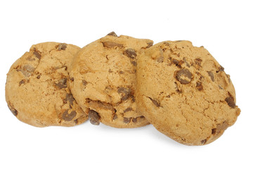 Chocolate chip cookies isolated on white background
