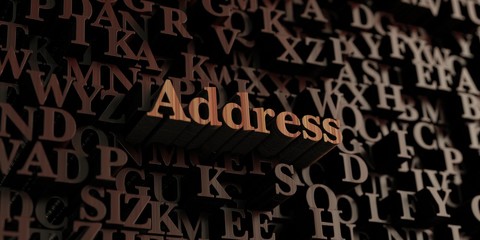 Address - Wooden 3D rendered letters/message.  Can be used for an online banner ad or a print postcard.