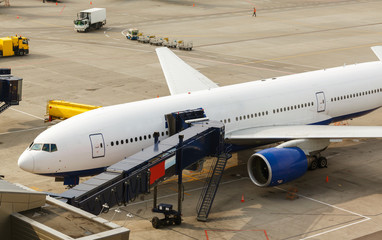 airplane preparing to take off in airport