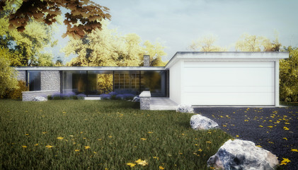 Bauplanung Wohnhaus 3D render - 124917722
