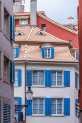 View of historic Zurich city center  on a summer day, Canton of Zurich, Switzerland.