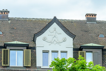 View of historic Zurich city center  on a cloudy day in summer, Canton of Zurich, Switzerland.