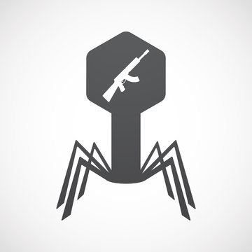 Isolated virus icon with  a machine gun sign