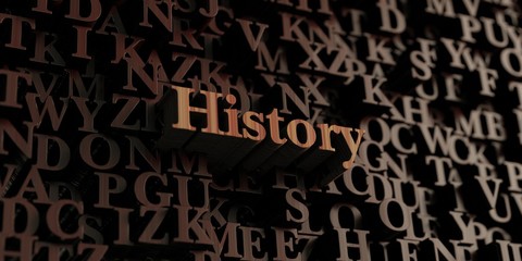 History - Wooden 3D rendered letters/message.  Can be used for an online banner ad or a print postcard.