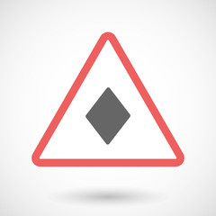 Isolated warning sign icon with  the  diamond  poker playing car