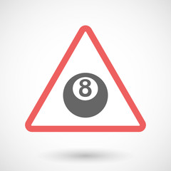 Isolated warning sign icon with  a pool ball