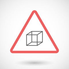 Isolated warning sign icon with  a cube sign