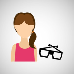 woman character glasses 3d movie design vector illustration eps 10