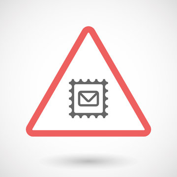 Isolated warning sign icon with  a mail stamp sign