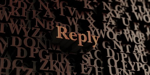 Reply - Wooden 3D rendered letters/message.  Can be used for an online banner ad or a print postcard.