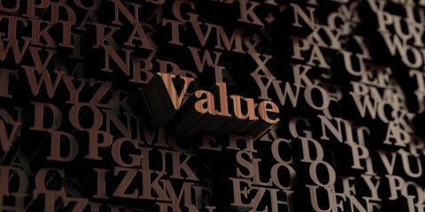 Value - Wooden 3D rendered letters/message.  Can be used for an online banner ad or a print postcard.