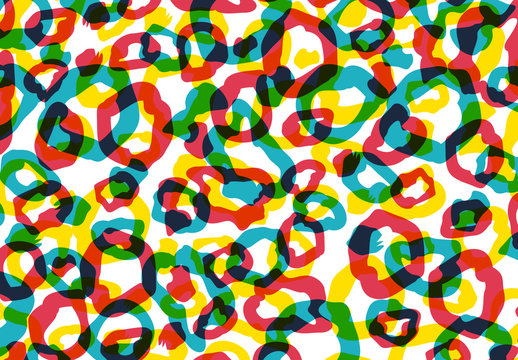 Abstract, Multicolored Overlapping Circles Pattern