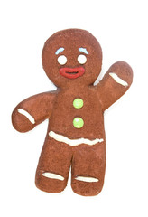 Gingerbread man isolated on white background