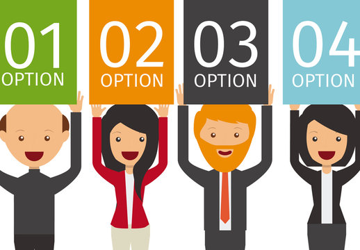 Green Orange Black Blue Talking People Infographic Template