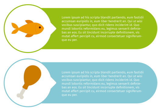 2 Tab Nutrition Infographic with Fish and Chicken Leg Icons