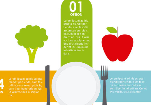 Colorful Healthy Food Infographic Options Template Design