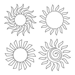 Outline suns for coloring