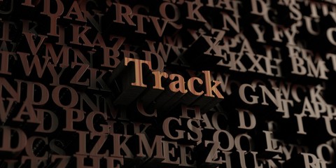 Track - Wooden 3D rendered letters/message.  Can be used for an online banner ad or a print postcard.