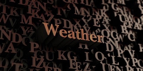 Weather - Wooden 3D rendered letters/message.  Can be used for an online banner ad or a print postcard.