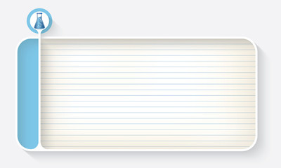 White text box for your text with lined paper and test tube