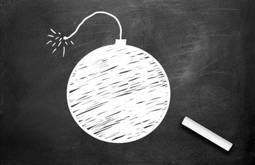 Chalk and bomb write on chalkboard background