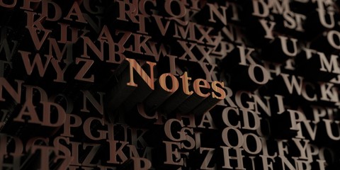 Notes - Wooden 3D rendered letters/message.  Can be used for an online banner ad or a print postcard.