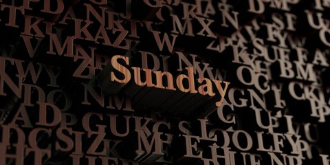 Sunday - Wooden 3D rendered letters/message.  Can be used for an online banner ad or a print postcard.