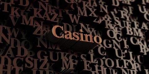 Casino - Wooden 3D rendered letters/message.  Can be used for an online banner ad or a print postcard.