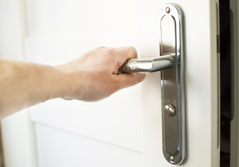 The process of clicking on the handle
