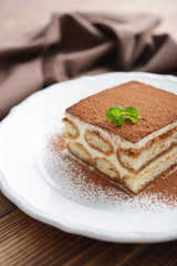 Tiramisu cake with mint
