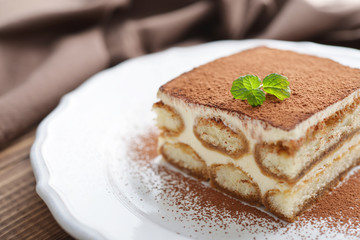 Tiramisu cake with mint