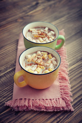 Two cups with hot chocolate