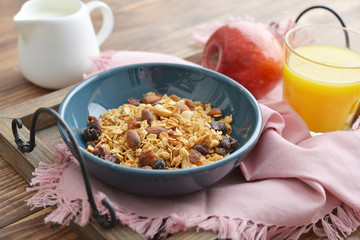 Homemade granola with raisins