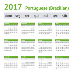 2017 Portuguese American Calendar. Week starts on Sunday