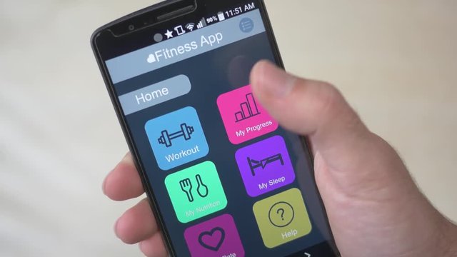 Fitness app on a smartphone showing the progression of the user