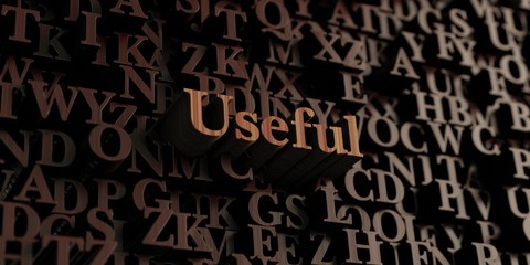 Useful - Wooden 3D rendered letters/message.  Can be used for an online banner ad or a print postcard.