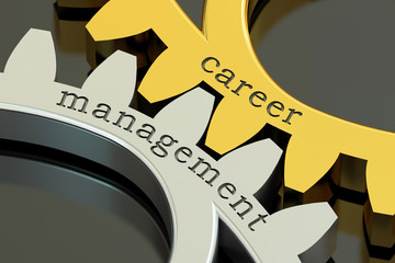 career management concept on the gearwheels, 3D rendering
