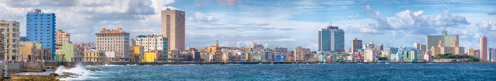 Wall mural The Havana skyline and the famous seaside Malecon avenue