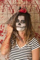 Young girl ready to celebrate Halloween