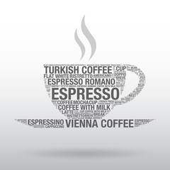 Coffee cup with word cloud vector illustration