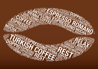 Coffee bean with word cloud vector illustration