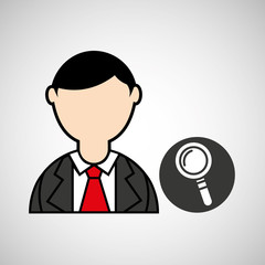 Fototapeta na wymiar avatar man with suit and searching graphic vector illustration eps 10