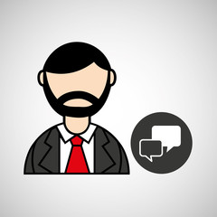 man bearded and bubble speech icon vector illustration