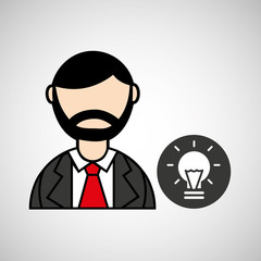 man bearded and bulb creativity icon vector illustration eps 10