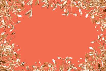 gold mistletoe on christmas background