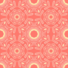 Seamless pattern with mandalas in beautiful colors. Vector background