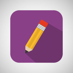 pencil cartoon writing shadow and purple background vector illustration