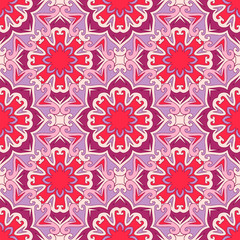 Seamless pattern with mandalas in beautiful colors for your design. Vector background